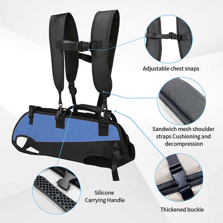 V888-ELOSUNG13381-211478-00 L Blue Multifunctional Pet Backpack with Adjustable Straps, Outdoor Assist Walking Harness Carrier for Dogs And Cycling Dog Backpack - Image 1