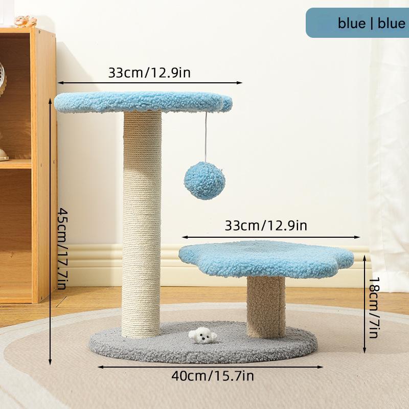 V888-ELOSUNG13481-211765-00 Blue Compact Cat Climbing Frame with Dual-Level Sisal Posts and Playful Design - Perfect for Scratching and Jumping - Image 1