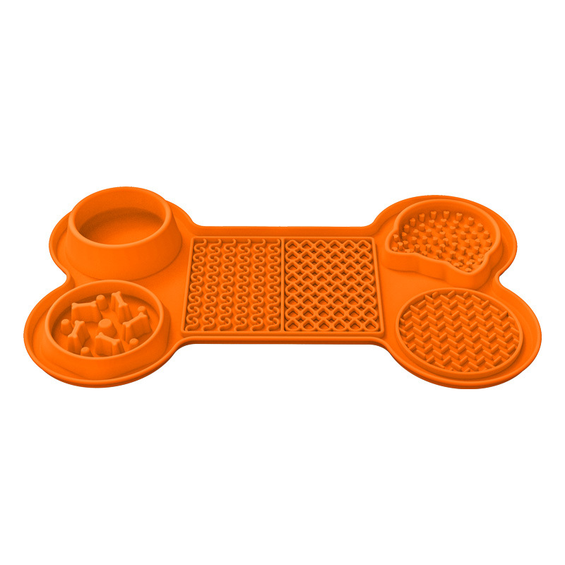 V888-ELOSUNG13484-211771-00 Orange Silicone Pet Licking Mat Slow Feeder Pad with Strong Suction and Foldable Design, Heat Resistant -40°C to 240°C, for Dogs and Cats - Image 1