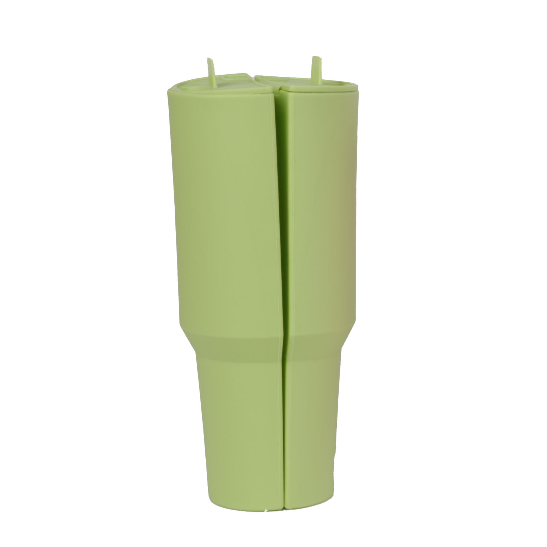 V888-ELOSUNG13599-212453-00 Green 40oz Silicone Dual-Chamber Cup Separator – Food-Grade Drink Divider, Cold Drink Mug with Separate Compartments, BPA-Free Silicone Liner for Beverages, Juice, Coffee, and Tea - Image 1