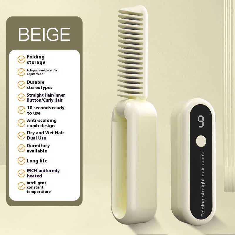 V888-ELOSUNG13672-212606-00 Beige Portable foldable cordless hair straightener with ionic technology, compact travel design, and quick and easy USB charging - Image 1