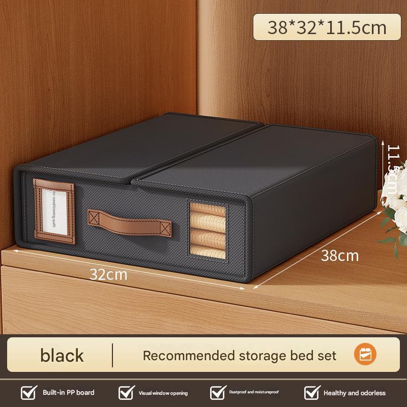 V888-ELOSUNG13777-213357-00 2 Pcs Black Non-Woven Fabric Storage Box with Lid - Transparent Window, Moisture-Proo - Image 1