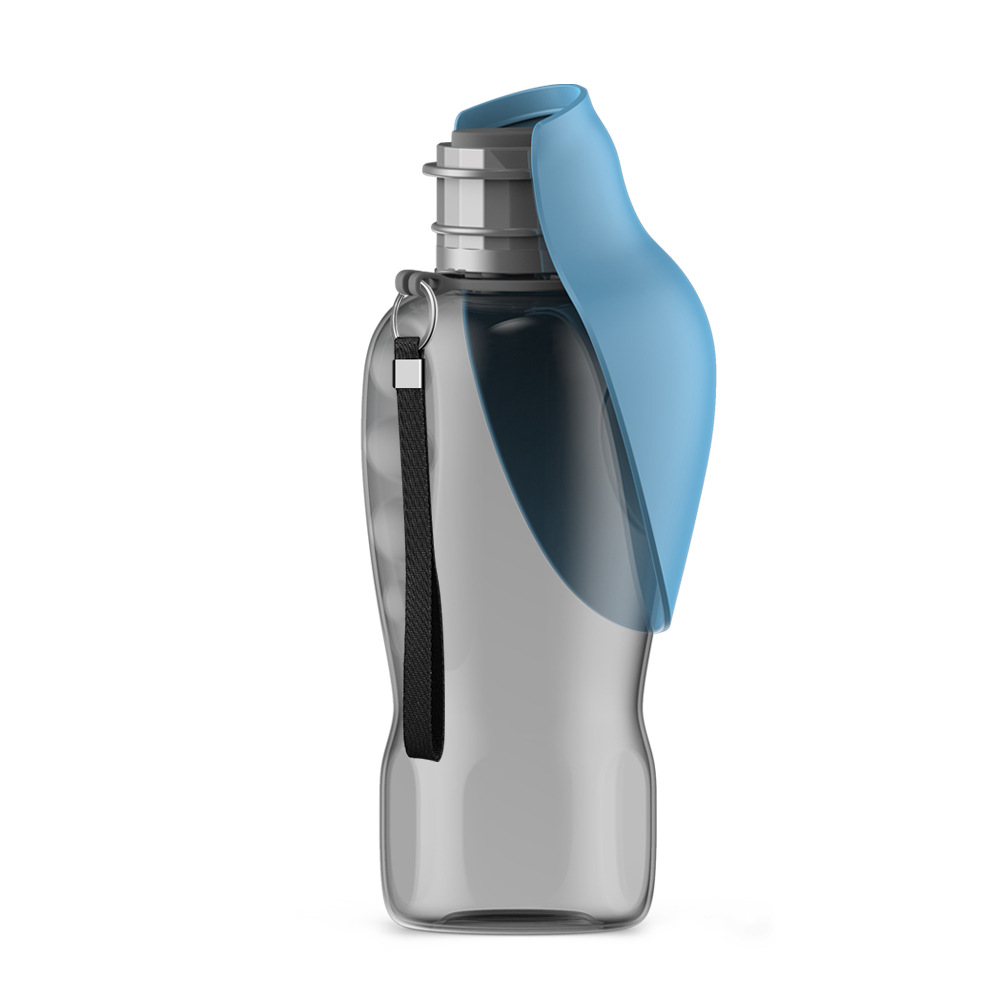 V888-ELOSUNG13862-213594-00 Blue And Grey Portable Foldable Pet Water Bottle with 800ml Capacity - Leakproof Travel Hydration Dispenser for Dogs and Cats - Image 1