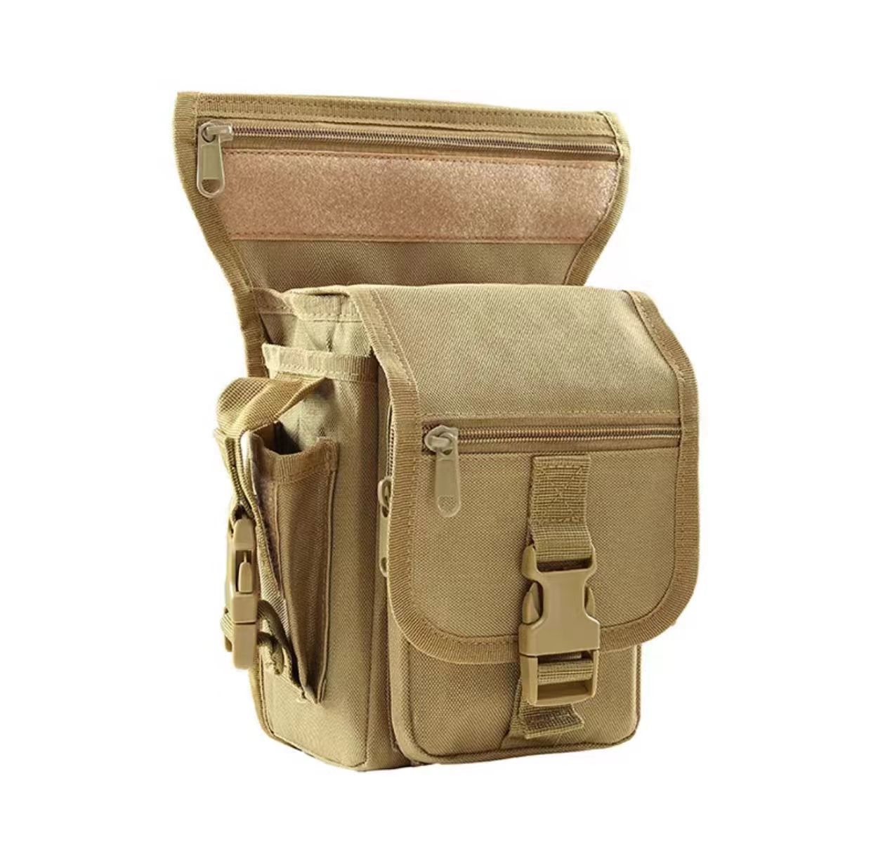 V888-ELOSUNG13908-213450-00 Khaki Tactical Outdoor Leg Bag - 900D Durable Multi-Layer Waist Pack for Cycling, Fishing, and Security - Image 1