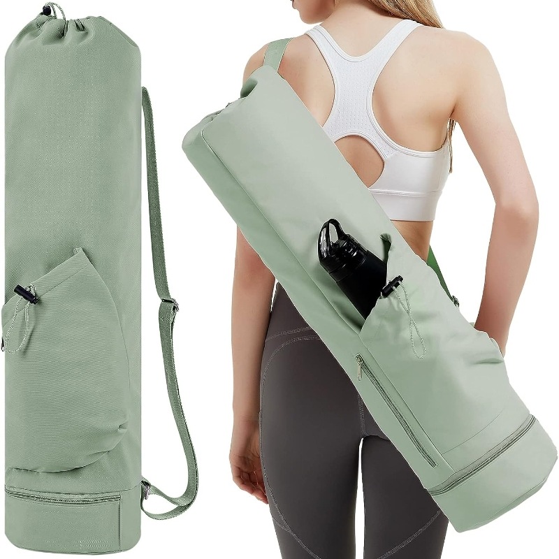 V888-ELOSUNG13910-213707-00 Green Durable Yoga Mat Carry Bag - Multi-Functional Fitness Backpack with Wet Pocket(Mugs are filming props, not included) - Image 1