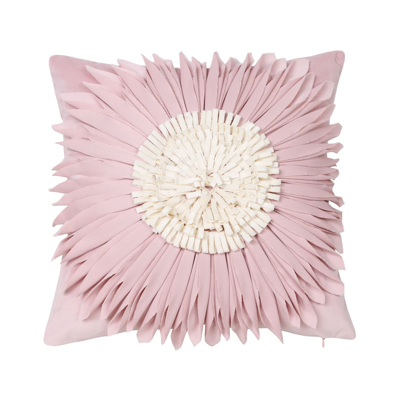 V888-ELOSUNG13939-213796-00 Style 1 Pink 3D Floral Cushion Covers - Modern Luxury Decorative Throw Pillow Covers for Living Room(Without Pillow Insert) - Image 1