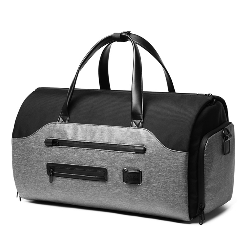 V888-ELOSUNG15020-211486-00 Men's Gray Waterproof Multi-Functional Travel Duffel Bag - Foldable Short Trip Gym Bag with Shoe Compartment - Image 1
