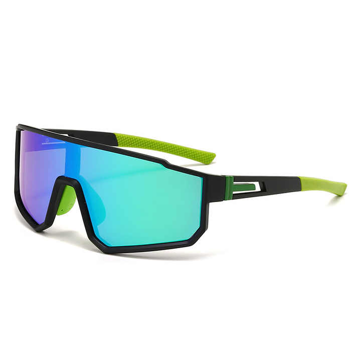 V888-ELOSUNG15294-212682-00 UV400 Sports Sunglasses with Polarized TAC Lens - Black/Green - Image 1