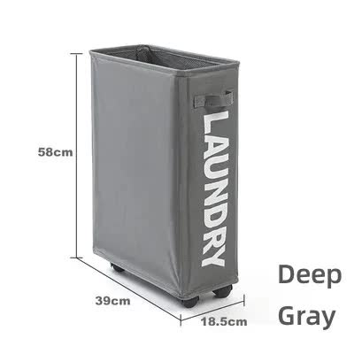 V888-ELOSUNG15354-212832-00 Rolling Laundry Basket with Wheels - 42L Capacity, Deep Gray, 39*18.5*58CM - Image 1