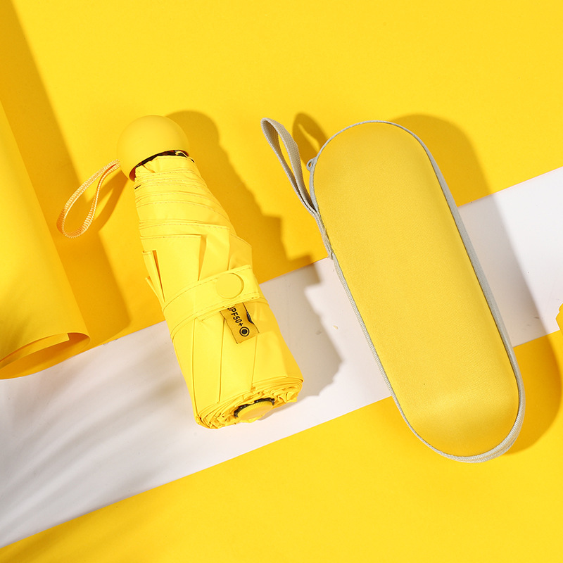 V888-ELOSUNG15371-212869-00 Yellow Compact 5-Fold Umbrella with UV Protection, Wind Resistance, and Travel-Friendly Design - Image 1