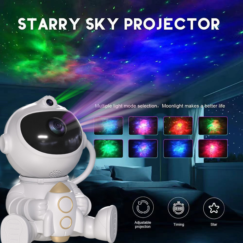 V888-ELOSUNG15435-213678-00 Astronaut Galaxy Projector Night Light with Remote Control(Rocket) - Image 1