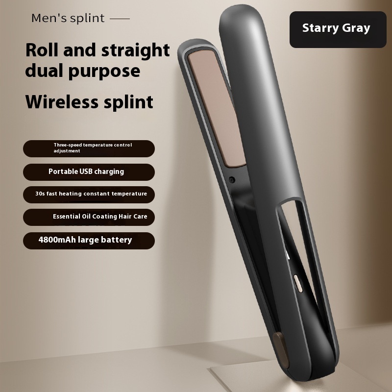 V888-ELOSUNG15671-214889-00 Starry Gray Wireless USB Charging Hair Straighteners Volume Straight Two-in-one - Image 1