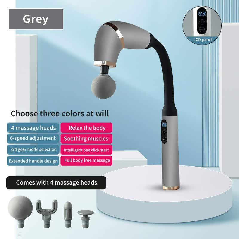 V888-ELOSUNG15708-215251-00 Gray Portable Elbow Massage Gun - 2000 mAh Muscle Relaxation Tool - Image 1