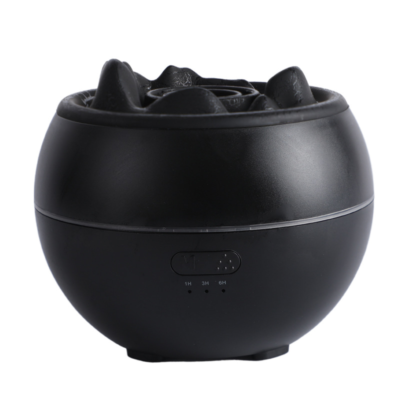 V888-ELOSUNG15735-215638-00 Volcanic Flame Aroma Diffuser (Black Crack Style)- 360ml Ultrasonic Humidifier with 7-Color LED Light and Adjustable Mist for Home and Office - Image 1