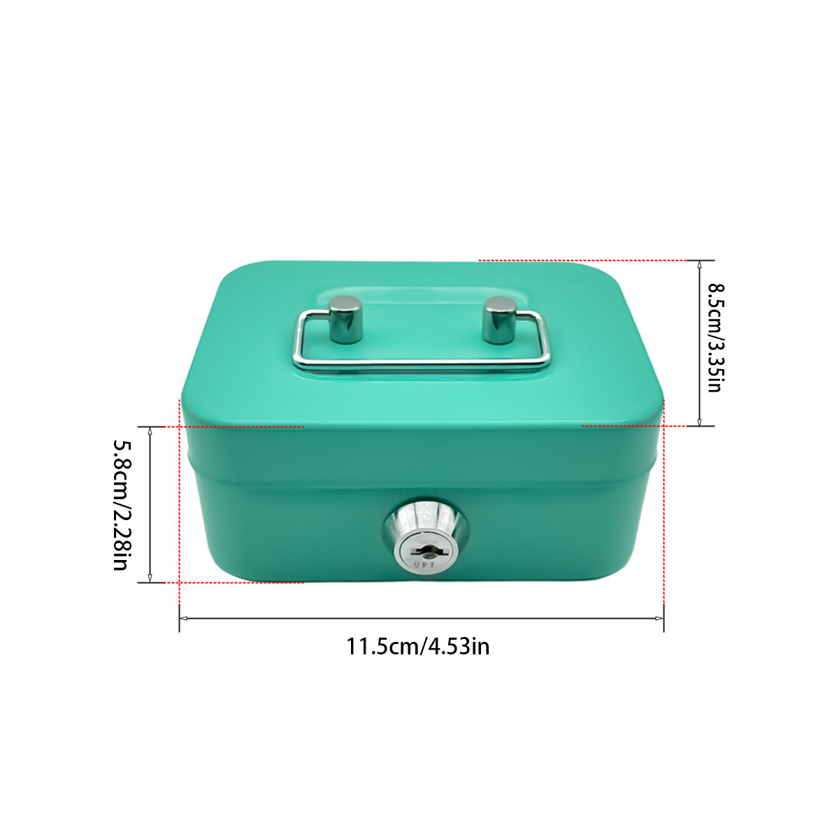 V888-ELOSUNG15825-216076-00 2PCS/Green Mini Lockable Cash Box with Handle - Secure Money Storage Box - Image 1