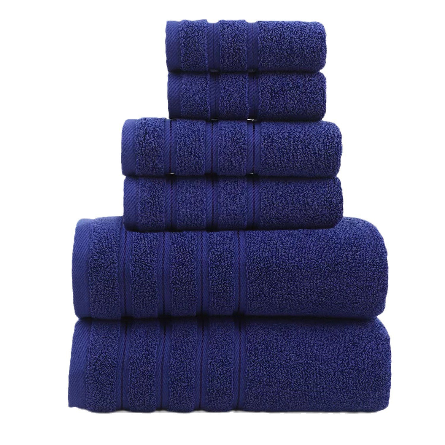 V888-ELOSUNG15840-216009-00 Blue Luxury Cotton Towel Set - 6-Piece Ultra-Soft Bath, Hand, and Washcloth Set - Image 1