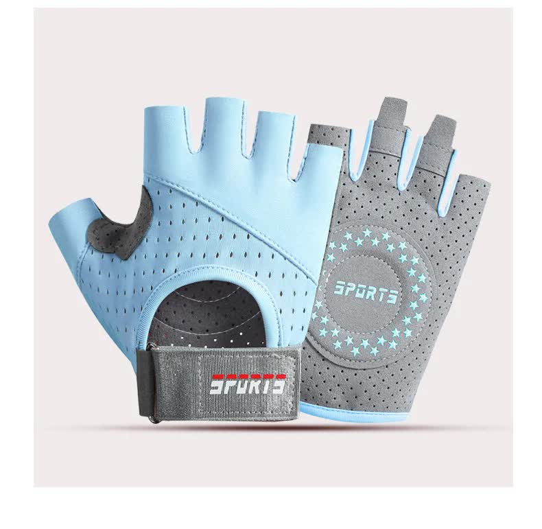 V888-ELOSUNG15859-216098-00 Blue/M Size Women's Non-Slip Breathable Sports Gloves - Lightweight and Shock-Resistant Fitness Gloves - Image 1