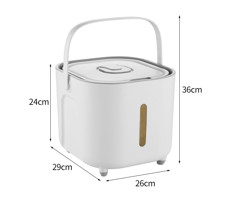 V888-ELOSUNG15933-216538-00 Large Capacity Rice Storage Container with Handle - Airtight, Press-to-Open Design for Convenient Rice Storage 26*29*24cm - Image 1