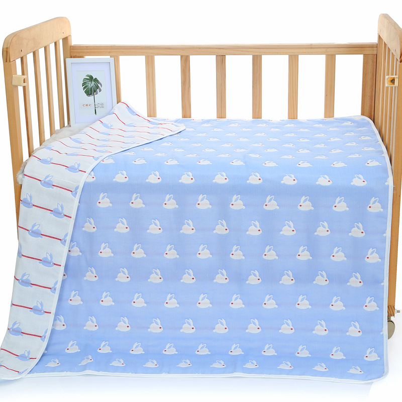 V888-ELOSUNG15998-223277-00 Blue Bunny, 6-Layer Muslin Baby Blanket - Soft Cotton Bedding for Infants and Toddlers, 110x110 cm, - Image 1