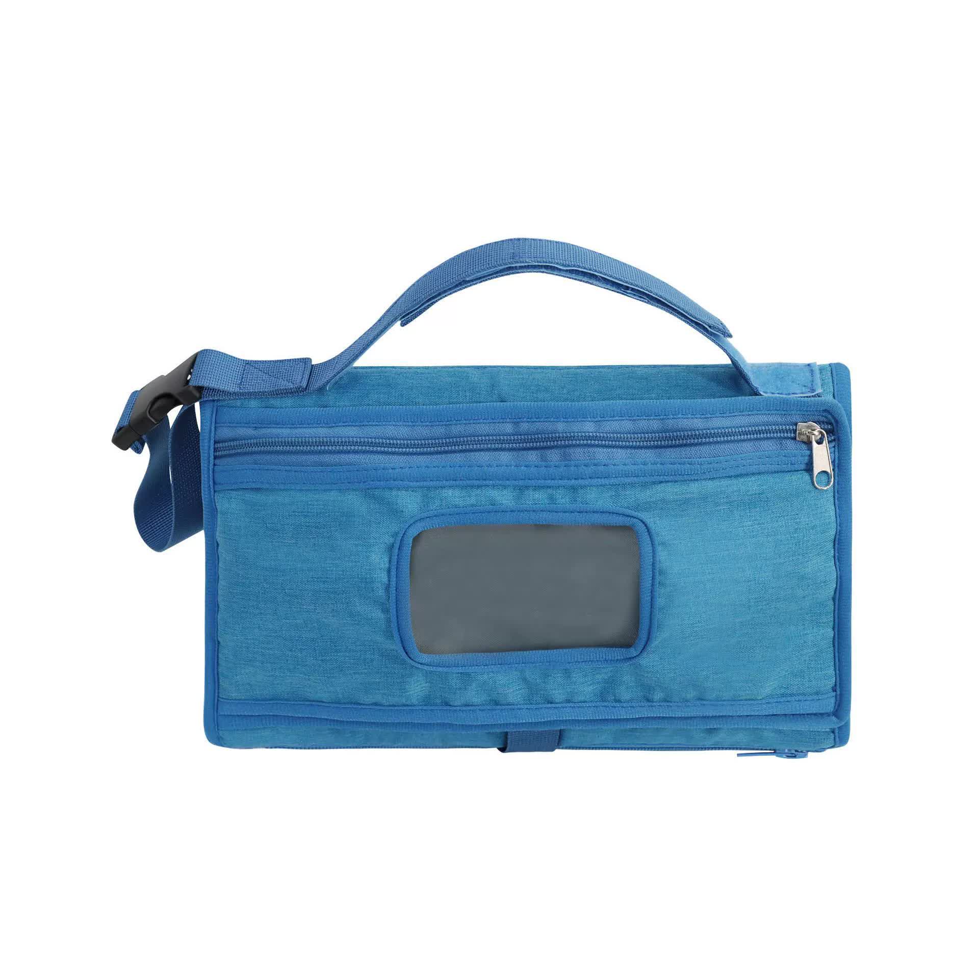 V888-ELOSUNG16067-214347-00 Blue Portable Baby Diaper Changing Pad with Storage Pockets - Travel Essentials for Parents - Image 1