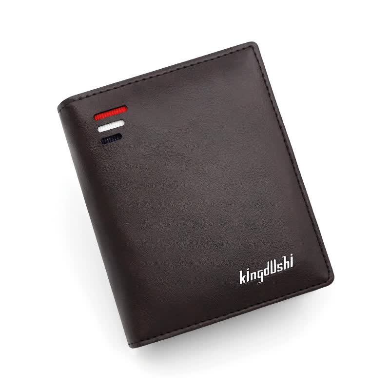 V888-ELOSUNG16089-214496-00 Dark Brown Men's RFID Blocking Leather Wallet - Slim and Compact Design - Image 1