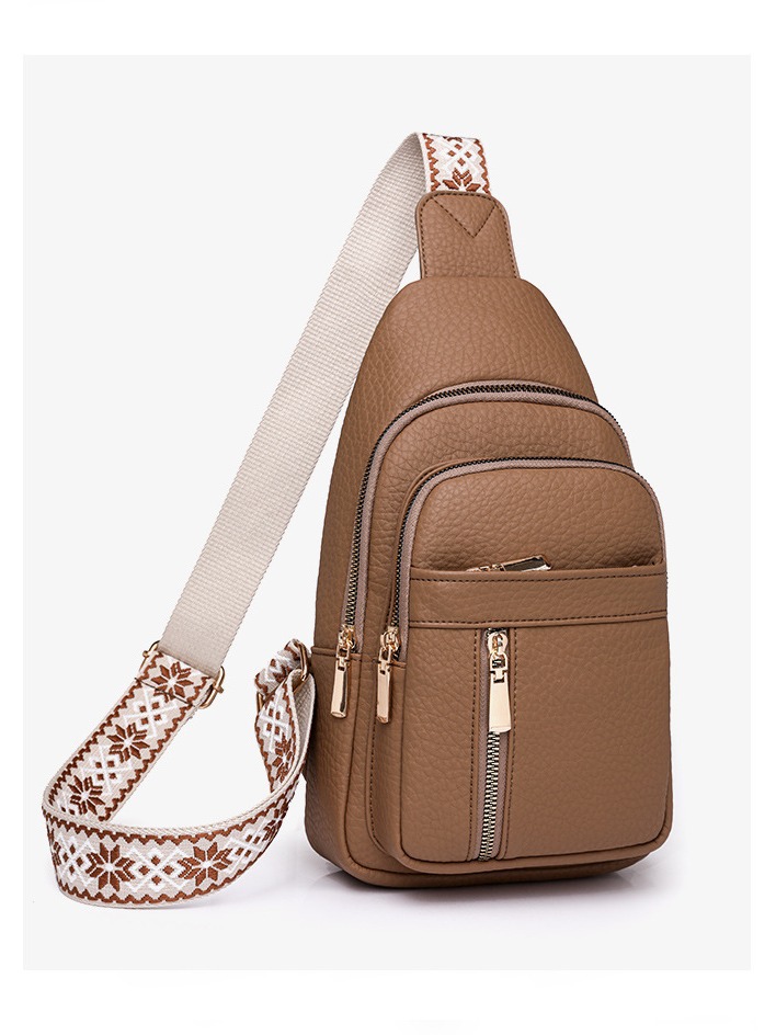 V888-ELOSUNG16142-215344-00 Khaki Stylish PU Leather Crossbody Sling Bag - Compact and Multi-Functional - Image 1