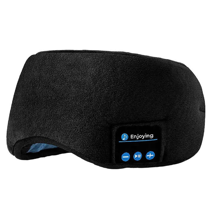 V888-ELOSUNG16299-215591-00 Black Bluetooth 5.0 Wireless Sleep Eye Mask - Soft Plush Eye Cover with Built-in Speakers (13 x 16.5 x 6 cm) - Image 1