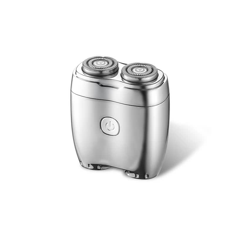 V888-ELOSUNG16332-215792-00 Silver Portable Twin-Head Electric Shaver - Compact Rechargeable Razor for Men - Image 1
