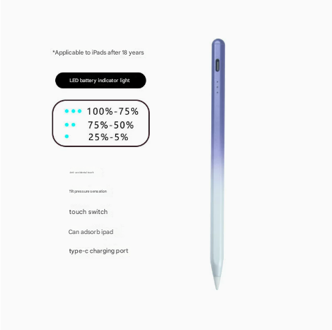 V888-ELOSUNG16376-215966-00 Purple Stylus Pen for iPad (2018 & Later) - Tilt Pressure, Magnetic Attachment, LED Battery Indicator, Type-C Rechargeable - Image 1