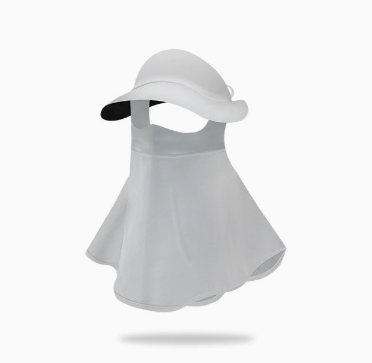 V888-ELOSUNG16394-215965-00 Light Grey Women's UV Protection Sun Hat with Detachable Neck Flap and Wide Brim - Image 1