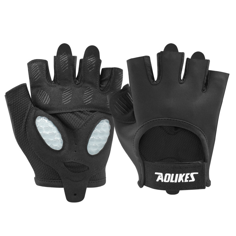 V888-ELOSUNG16414-216020-00 L Black Breathable Gym Training Gloves with Non-Slip Palm Grip - Image 1