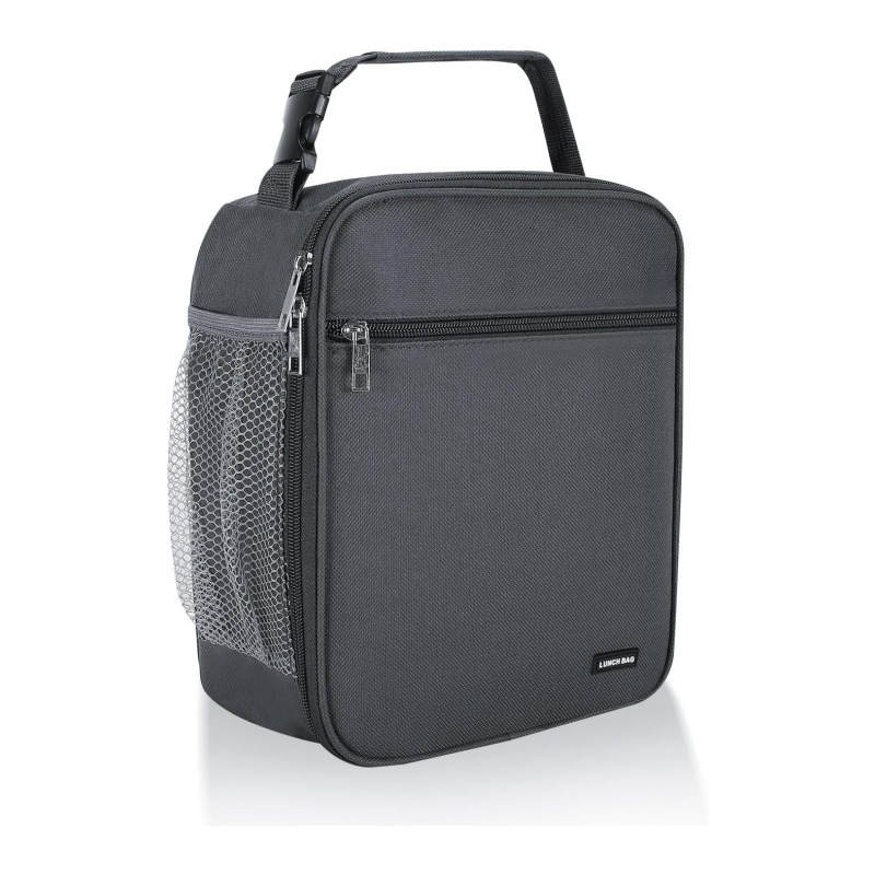 V888-ELOSUNG16523-216484-00 Grey Set of 2 Handheld Insulated Lunch Bags for Food Storage - Image 1