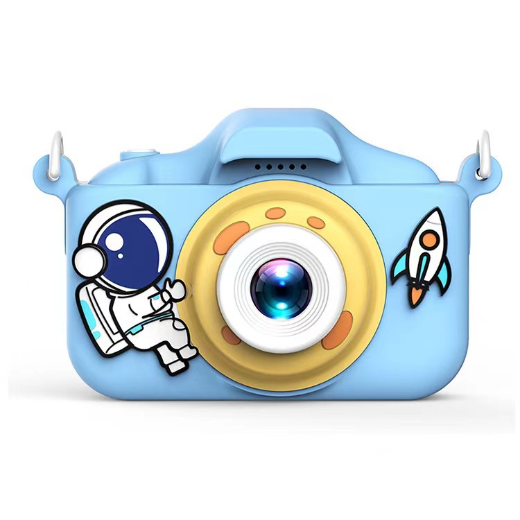 V888-ELOSUNG16731-223288-00 Blue Astronaut Motifs Cute Kids Digital Camera - Cat-Themed HD Camera with 32GB Memory Card - Image 1