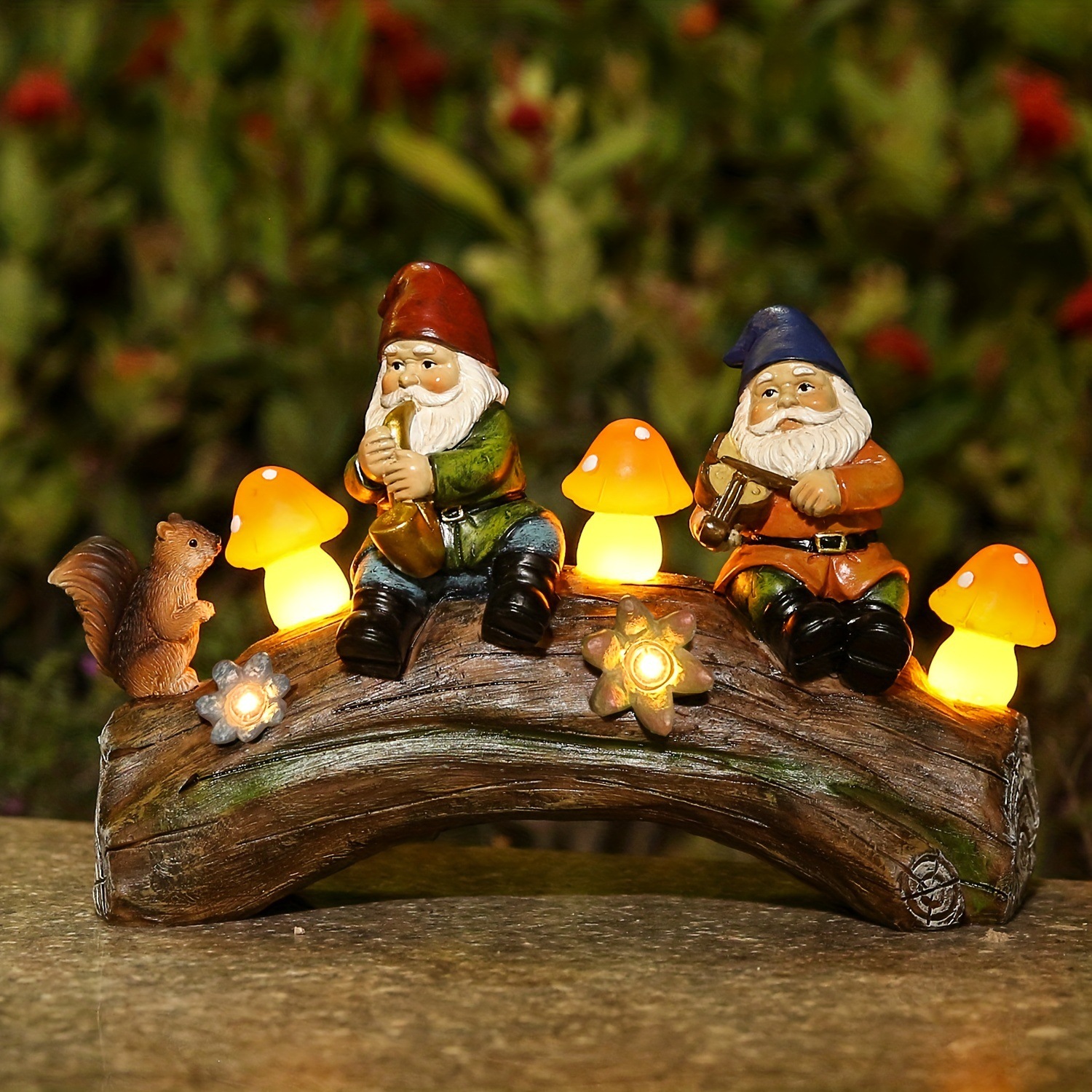 V888-ELOSUNG16739-223301-00 Solar-Powered Garden Gnome Statue - LED Lighted Outdoor Resin Decoration - Image 1