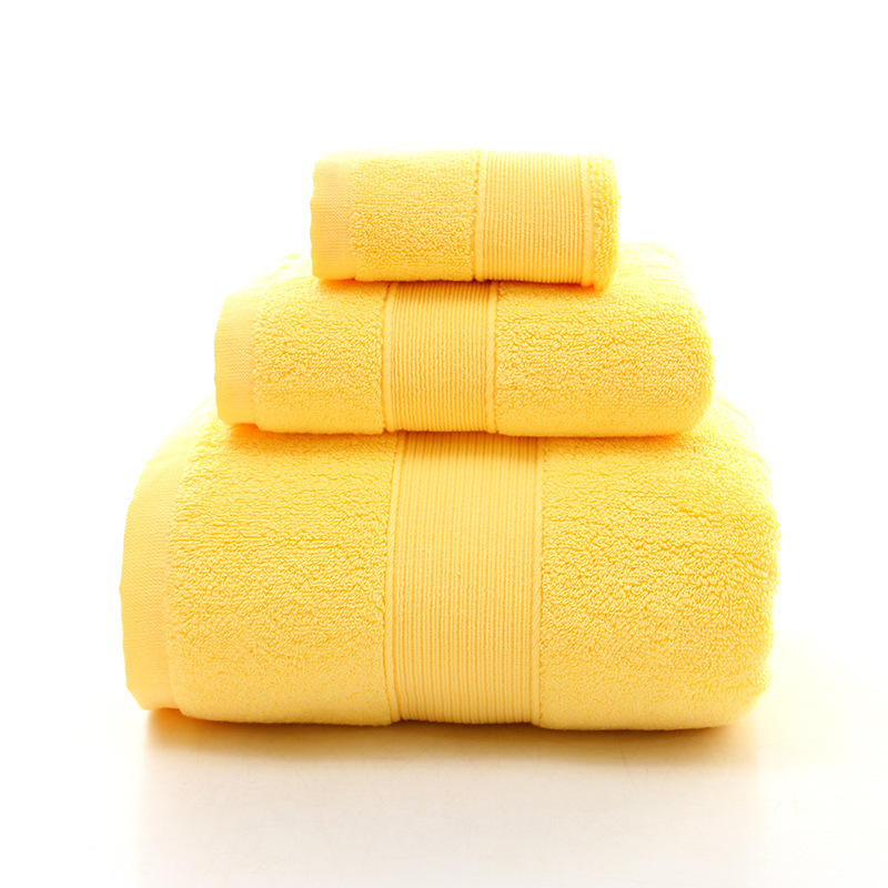 V888-ELOSUNG16749-223259-00 Yellow Luxury 100% Cotton Towel Set - 3-Piece Combed Cotton Bath Towel Set - Image 1