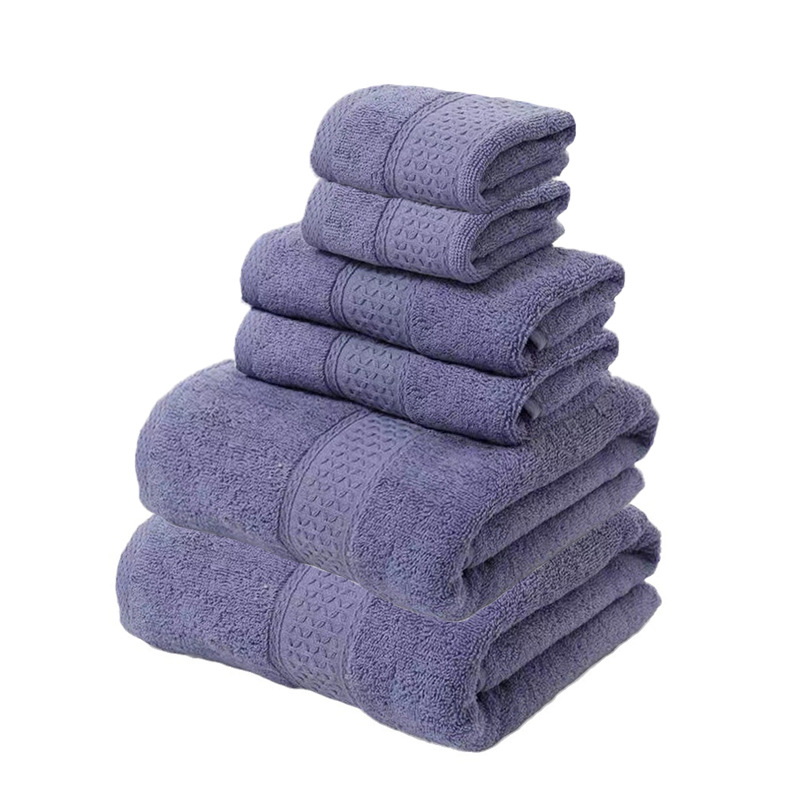 V888-ELOSUNG16783-223341-00 Purple Luxury 6-Piece 100% Cotton Towel Set - 2 Bath Towels, 2 Hand Towels, 2 Face Towels - Image 1