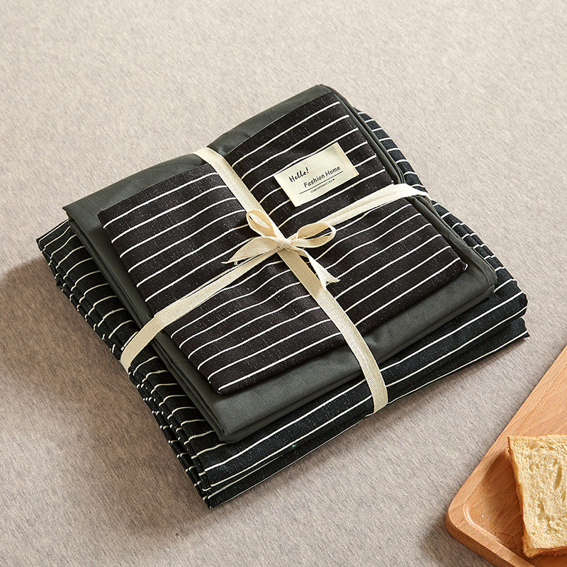 V888-ELOSUNG16803-224236-00 Black 4-Piece Cotton Bedding Set - Fits 1.5m/1.8m Beds (Duvet Cover 200x230cm, Bed Sheet 230x250cm) - Image 1