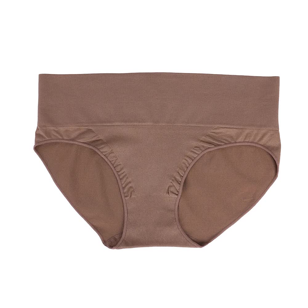V888-ELOSUNG16946-224192-00 M Coffee 3-Pack High-Waist Microfiber Shaping Briefs - Seamless Full-Coverage Tummy Control Panties - Image 1