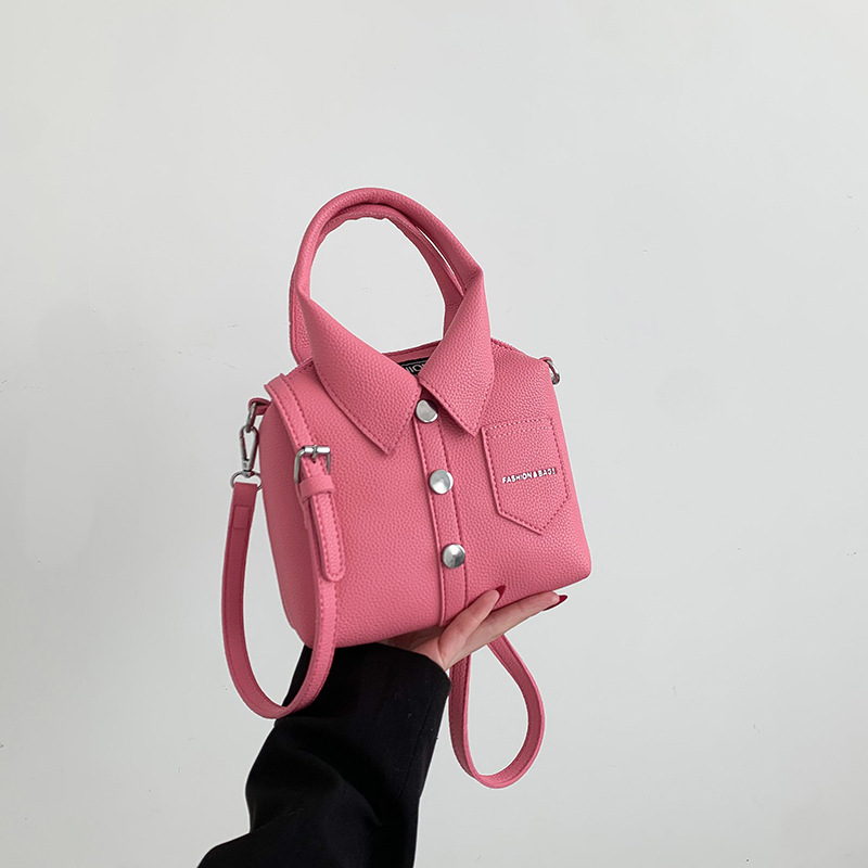 V888-ELOSUNG17052-214147-00 Pink Trendy Shirt-Inspired PU Shoulder Bag | Stylish Handbag with Unique Design - Image 1