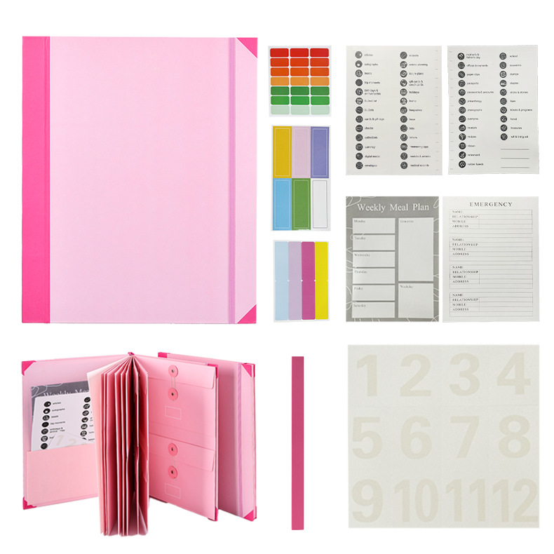 V888-ELOSUNG17095-214292-00 Pink Accordion File Binder with 12 Envelopes - Durable Document Organizer - Image 1