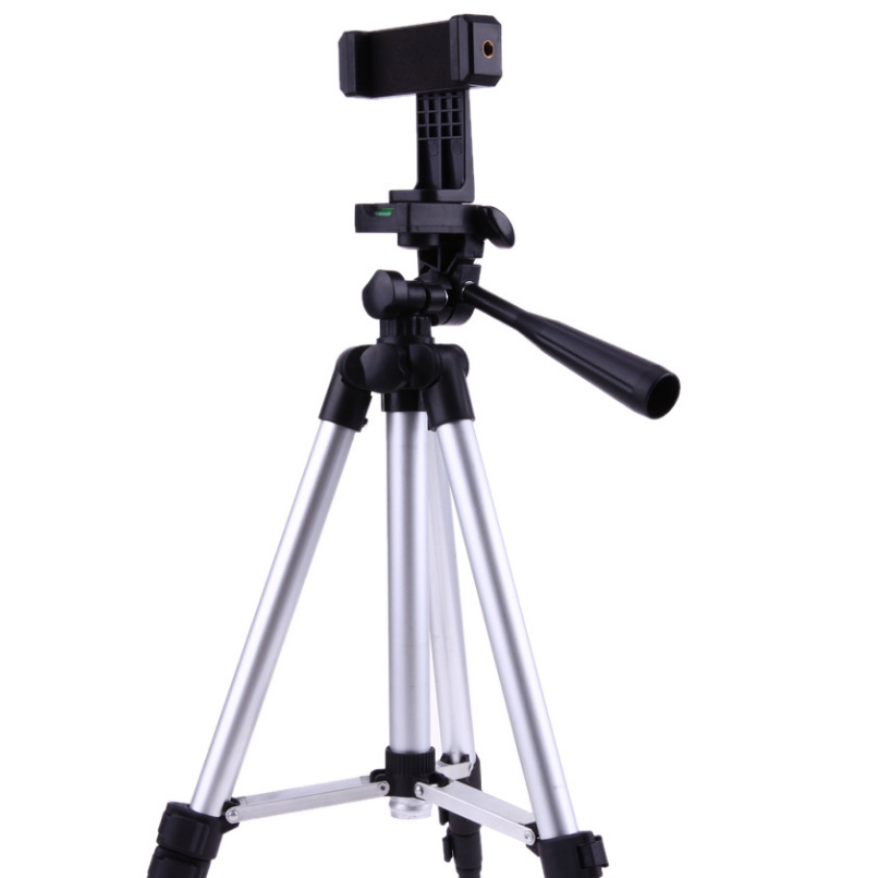 V888-ELOSUNG17100-214299-00 Black Aluminum Alloy Camera and Phone Tripod - Adjustable Lightweight Stand(Tripod + Small Live Broadcast Clip) - Image 1
