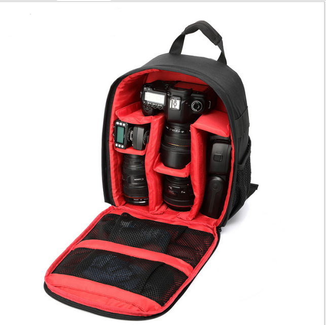 V888-ELOSUNG17231-214969-00 Red Lining Water-Resistant DSLR Camera Backpack with Tripod Holder, Lightweight and Spacious Photography Bag for Outdoor Use(Camera and accessories are props, not included) - Image 1