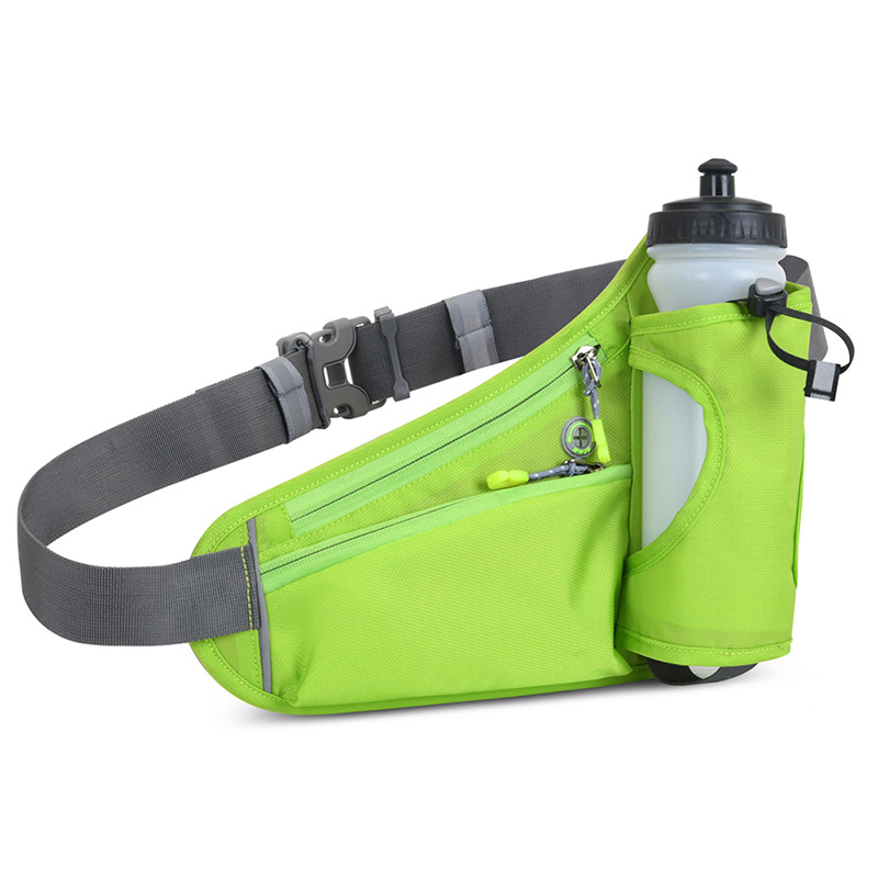 V888-ELOSUNG17239-215176-00 Bright Green Hydration Running Waist Pack - Waterproof Lightweight Sports Belt with Bottle Holder(Water bottles are filming props, not included) - Image 1