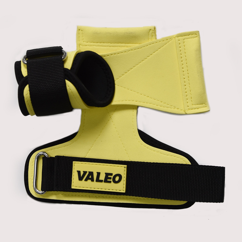V888-ELOSUNG17260-215205-00 1 Pair Yellow Durable Gym Palm Guard with Ultra-fiber Leather for Heavy Lifting - Wrist Support Straps for Pull-ups and Deadlifts - Image 1