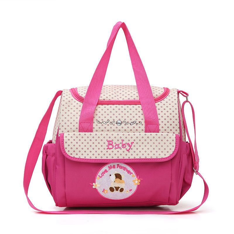 V888-ELOSUNG17283-215597-00 Small Pink Fashionable Large-Capacity Cartoon Bear Shoulder Crossbody Mommy Bag – Stylish and Functional Diaper Bag - Image 1