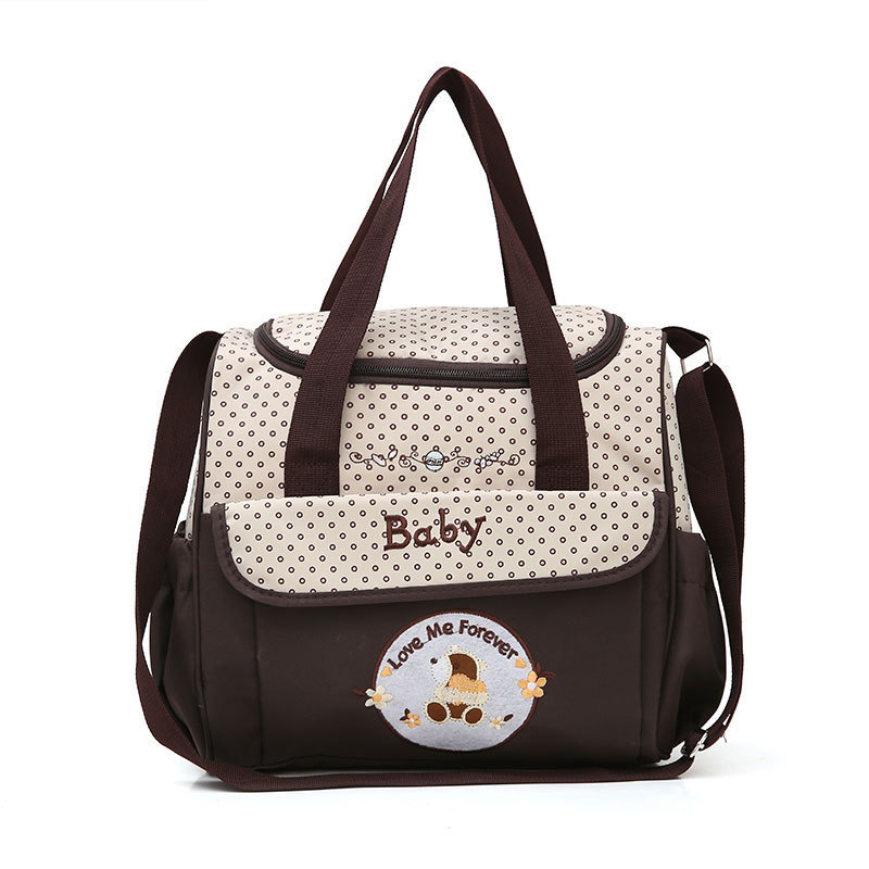 V888-ELOSUNG17284-215598-00 Small Coffee Fashionable Large-Capacity Cartoon Bear Shoulder Crossbody Mommy Bag - Stylish and Functional Diaper Bag - Image 1