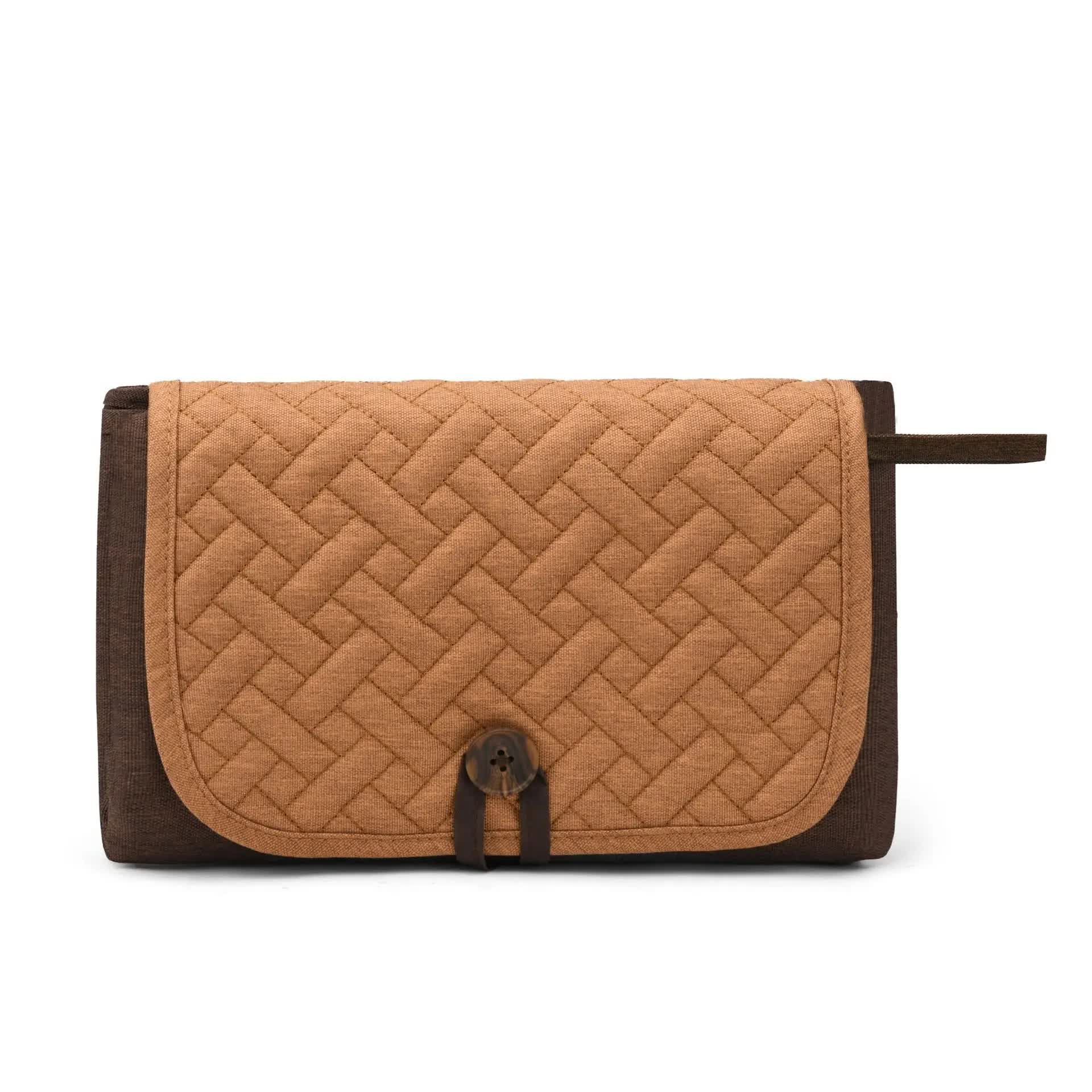 V888-ELOSUNG17312-215632-00 Brown Portable Baby Changing Mat - Waterproof, Foldable, Compact Diaper Pad for Travel & Everyday Use - Image 1