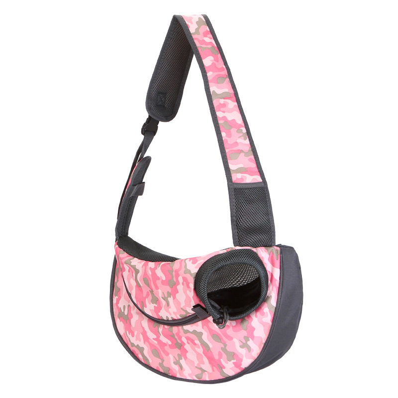 V888-ELOSUNG17337-215574-00 Size L Pink Lightweight Single Shoulder Pet Sling Bag - Stylish Durable Oxford Fabric Carrier - Image 1
