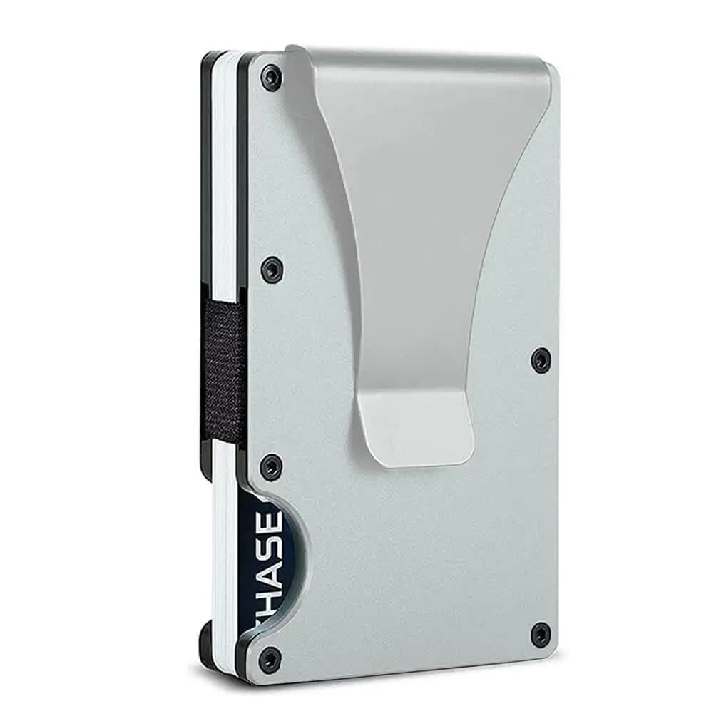 V888-ELOSUNG17366-215791-00 2 Pcs Silver Aluminum Alloy RFID Blocking Wallet – Compact, Lightweight Credit Card Holder and Money Clip - Image 1