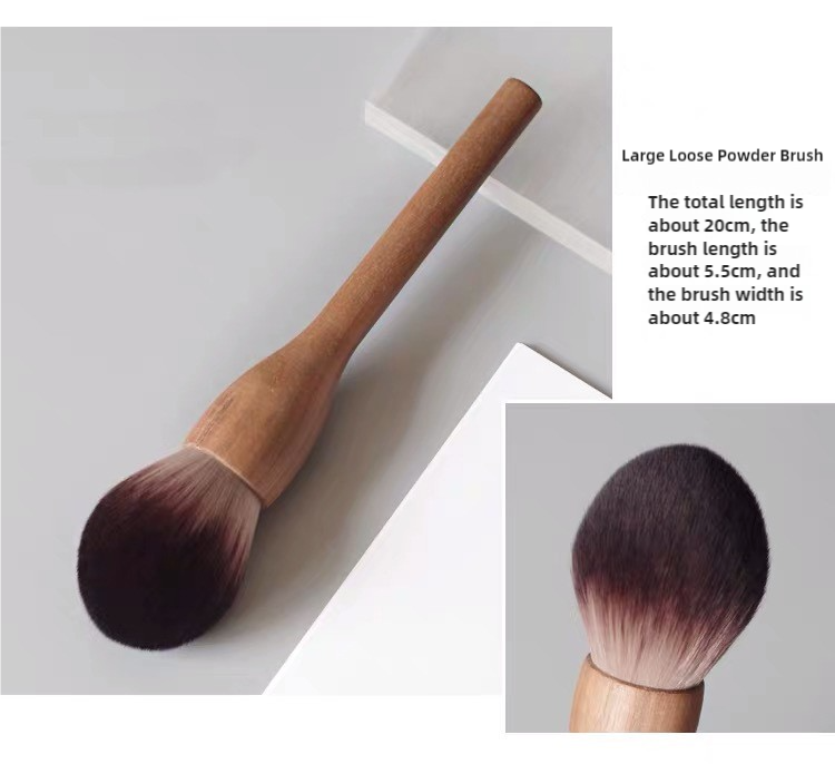 V888-ELOSUNG17415-216080-00 Large Loose Powder Brush Walnut Wood Makeup Brush Set - Powder, Blush, and Contour Brushes with Soft Fiber Bristles - Image 1